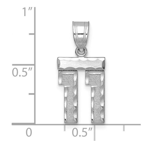 14k White Gold, Varsity Collection, Small D/C Pendant, Number 11 - Picture 2 of 3